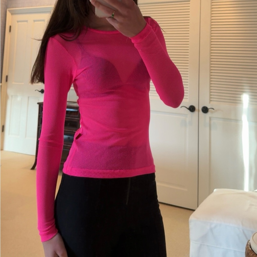 Tripp NYC Pink Fitted Mesh Long Sleeve Top size XS. Brand new with tags.